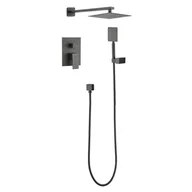 Zestawy prysznicowe - Yoka Podtynkowy zestaw prysznicowy bateria z deszczownicą 25 cm - Yoka BP.DUAL25 BLK - miniaturka - grafika 1