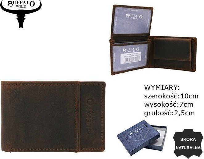 Buffalo Wild Mały, Skórzany Portfel Męski Bez Zapięcia