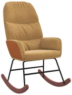 Fotele - Brązowy tapicerowany fotel bujany na płozach - Ulli - miniaturka - grafika 1