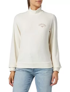 Bluzy damskie - Emporio Armani Damska bluza z prążkowanym welurem, Pale Cream, S - grafika 1