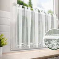 Firany - Zazdrostka firana gotowa na szelkach SUZAN 150x70 Eurofirany biała zdobiona subtelną koronką na dole - miniaturka - grafika 1