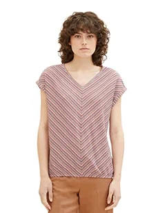 TOM TAILOR Damska koszulka ze strukturą w paski, 31993-brown Pink Structure Design, L - Koszulki i topy damskie - miniaturka - grafika 1