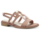 Sandały damskie - Sandały damskie płaskie beżowe eleganckie Marco Tozzi 2-28107-37 - miniaturka - grafika 1