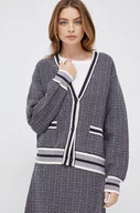 Swetry damskie - Joop! kardigan z domieszką wełny damski kolor szary - miniaturka - grafika 1