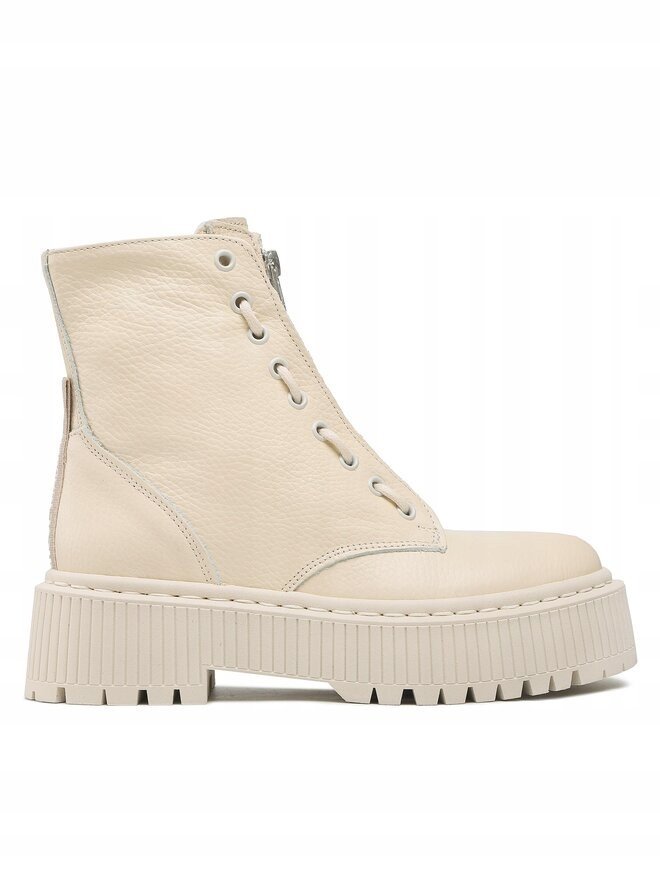 STEVE MADDEN BEŻOWE BOTKI NA PLATFORMIE ZE SKÓRY NATURALNEJ 40 I1D