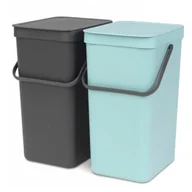 Kosze na śmieci - Brabantia Kosz podwójny do segregowania odpadów szafkowy Sort & Go 2 x 16l 110023 - miniaturka - grafika 1