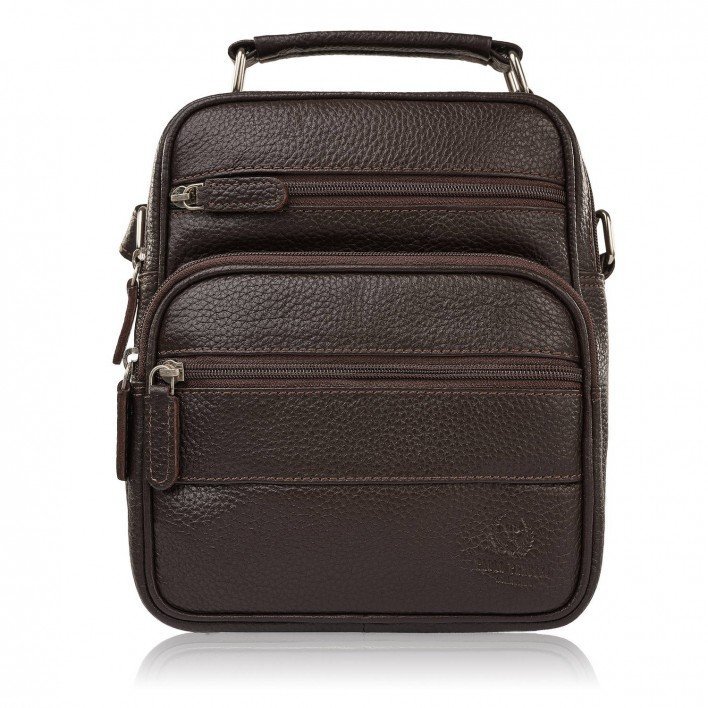 Saszetka Męska Na Ramię Skórzana Elegancka Do Pracy Praktyczna Brązowa Paolo Peruzzi T-128-Br