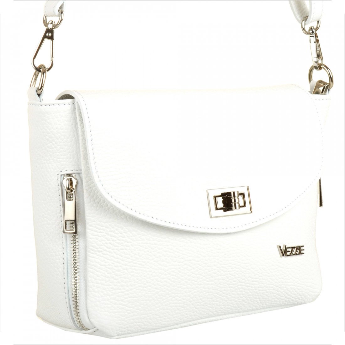 VEZZE Torebka biała listonoszka skóra naturalna