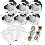 Lampy pozostałe - 6x Oprawa HALOGENOWA AQUS Chrom IP44 + LED GU10 1,5W Ciepła Barwa - PODBITKA - miniaturka - grafika 1