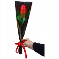 Sztuczne kwiaty - Bukiet tulipan mydlany jak żywy 40 cm czerwony flower box elegancki PREZENT - miniaturka - grafika 1