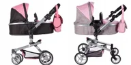 Akcesoria dla lalek - WÓZEK DLA LALEK SPACEROWY GŁĘBOKI SKŁADANY 2w1 + TORBA + REGULOWANY UCHWYT - miniaturka - grafika 1