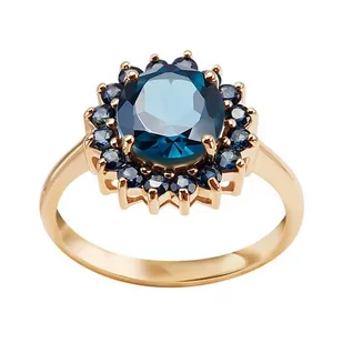 Złoty pierścionek z topazem london blue Staviori pr. 585 styl wiktoriański - Pierścionki - miniaturka - grafika 1