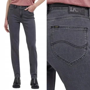 Lee MARION STRAIGHT Moody Grey PROSTE ELASTYCZNY SZARY DżINS W28 L33 - Spodnie damskie - miniaturka - grafika 1