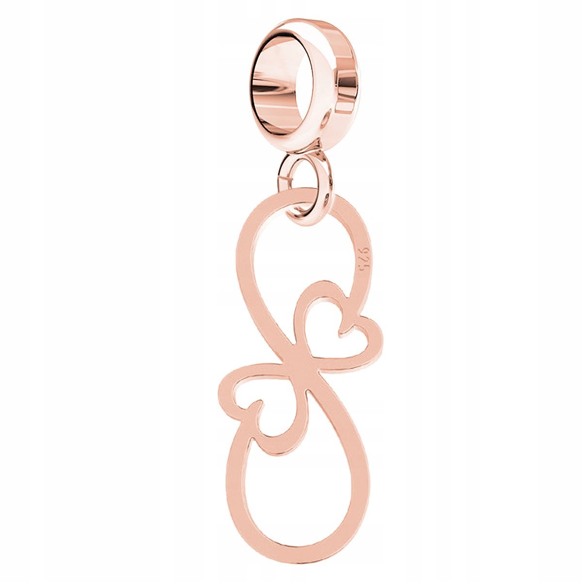 Charms Infinity Serca różowe złoto srebro