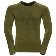 Koszulki męskie - ODLO Męska koszulka Kinship ciepła L/S Base Layer Top, Awokado Melange, XL - miniaturka - grafika 1