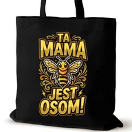 Torby i wózki na zakupy - Torba bawełniana czarna dla MAMY na ramię duża prezent biura śmieszna - miniaturka - grafika 1