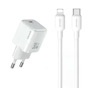 Ładowarki do telefonów - USAMS Ład. siec. 1xUSB-C PD30W PD3.0 Fast Charging US-CC186 + kabel USB-C/Lightning US-SJ610 biały/white YX Series YXXLOGTC04 - miniaturka - grafika 1