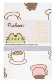 Prześcieradła dla dzieci - Pusheen Prześcieradło bawełniane białe ze wzorem ”1” 90x200x25cm - miniaturka - grafika 1