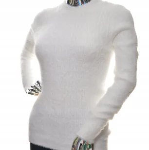 Miękki damski sweter alpaka touch UNI biały - Swetry damskie - miniaturka - grafika 1