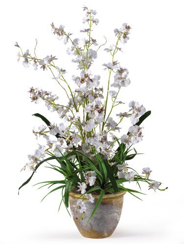 Prawie naturalna 1005-WH tańcząca damska jedwabna orchidea układ biały