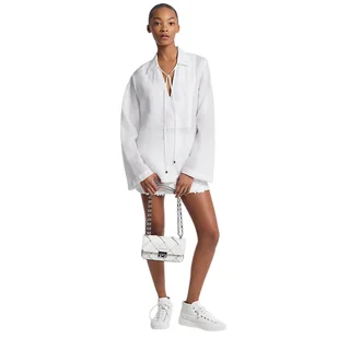 camicie donna michael kors - ramie v neck top - bianco - Koszule damskie - miniaturka - grafika 1
