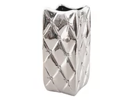 Wazony i flakony - Wazon ceramiczny z kryształkami srebrny glamour pikowany 25 cm - miniaturka - grafika 1