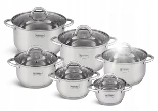 KOMPLET GARNKÓW NA INDUKCJĘ GAZ ZE STALI NIERDZEWNEJ ZESTAW 12 ELE EDENBERG - Zestawy garnków i patelni - miniaturka - grafika 1