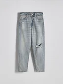 Spodnie damskie - Reserved - Jeansy mom fit z przetarciami - niebieski - miniaturka - grafika 1