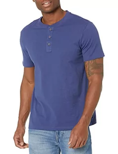 Lee T-shirt męski, krótki rękaw, miękki, prana bawełna Henley, niebieski (Patriot Blue), M - Koszulki męskie - miniaturka - grafika 1