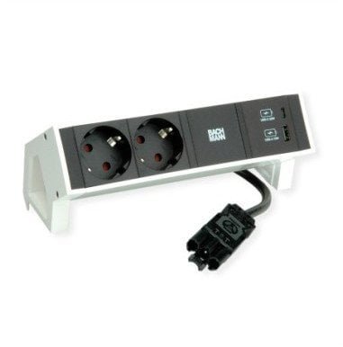 BACHMANN DESK2 2xstyk ochronny USB A&C, ładowarka USB 22W 0,2m GST18 biały