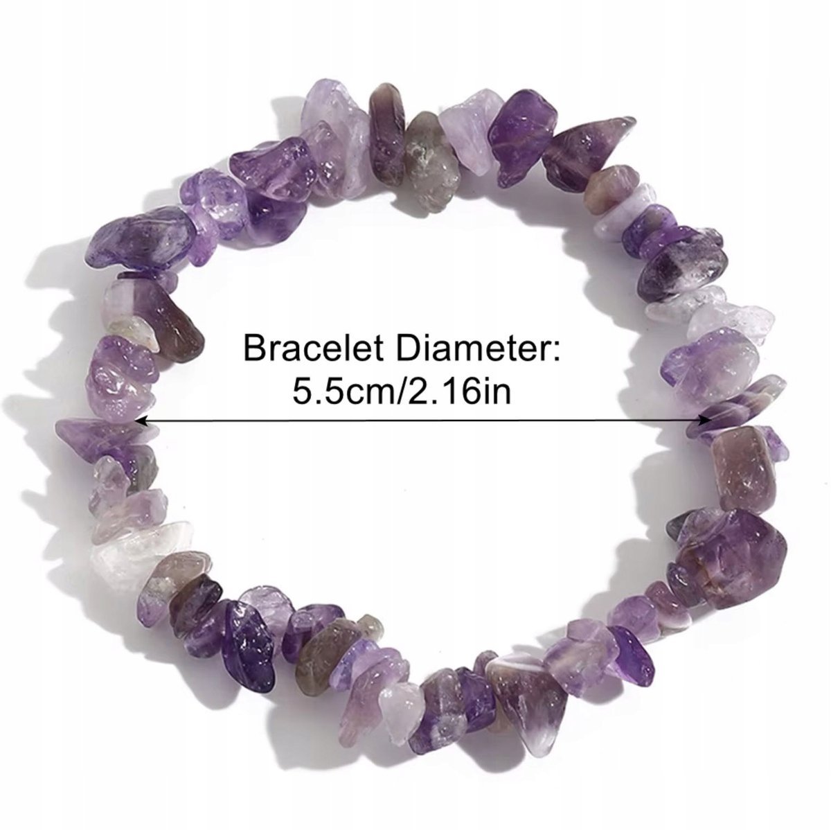 Fioletowy Ametyst Bransoletka Kamień Regulowana Elastyczna Ręcznie Robiona