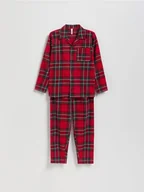 Skarpetki dla dzieci - Reserved - Dwuczęściowa piżama w kratę - czerwony - miniaturka - grafika 1