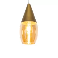 Lampy sufitowe - QAZQA Nowoczesna lampa wisząca złota z bursztynowym szkłem - Drop - miniaturka - grafika 1