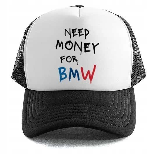 CZAPKA CZARNA Z DASZKIEM Na Lato Wiosne Trucker NEED MONEY FOR BMW Wzory