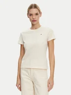 Koszulki i topy damskie - Tommy Hilfiger T-Shirt Slub WW0WW44433 Beżowy Slim Fit - miniaturka - grafika 1