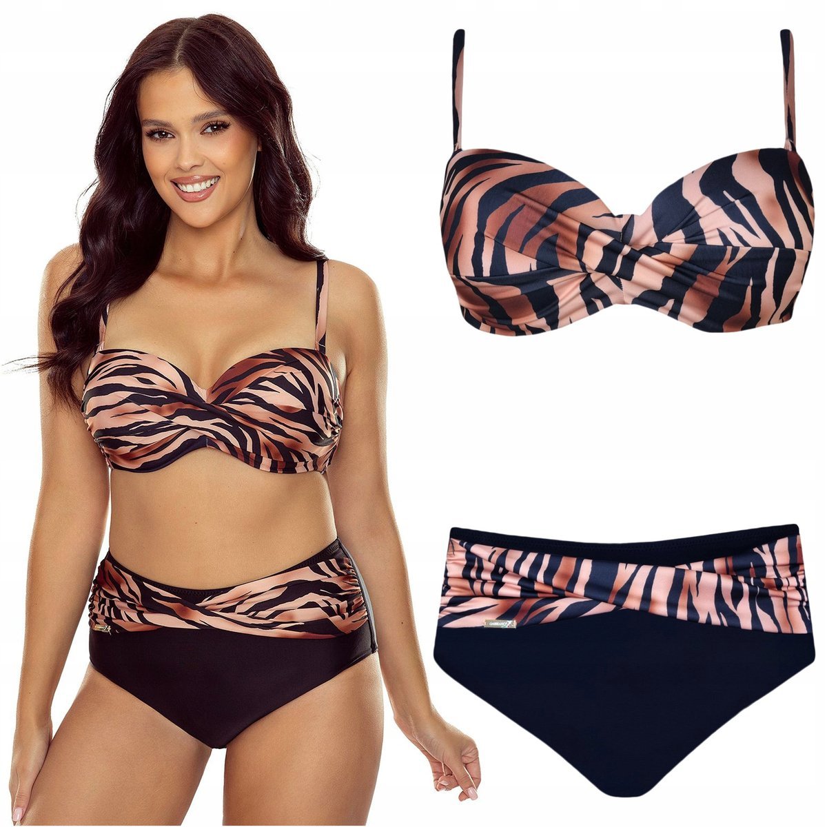 Strój kąpielowy dwuczęściowy push up wysoki stan GABBIANO Evita 44B/XXL 90B