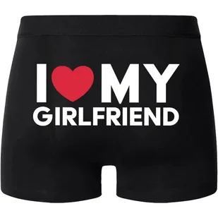 Bokserki Czarne I LOVE MY GIRLFRIEND na Prezent Zabawny Mix Wzorów Rozm XXL - Majtki damskie - miniaturka - grafika 1
