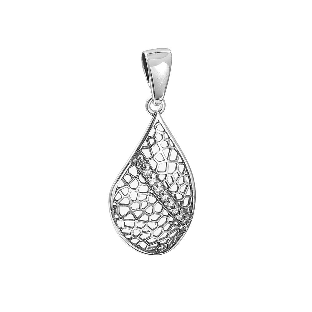 Srebrny wisiorek zawieszka na łańcuszek pr. 925 ze wzorem oraz cyrkoniami