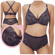 Biustonosze - Biustonosz Alles GLOW M stanik miękki soft koronkowy granat błyszczący 75B - miniaturka - grafika 1