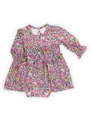 Body dla niemowląt - Niemowlęce sukienko-body z długim rękawem w piękną kolorową łąkę różowe Nicol,r.56 - miniaturka - grafika 1