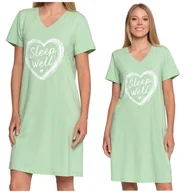 Bielizna nocna - KOSZULA NOCNA Z NADRUKIEM UROCZA PIŻAMA DAMSKA Z KRÓTKIM RĘKAWEM MORAJ M - miniaturka - grafika 1