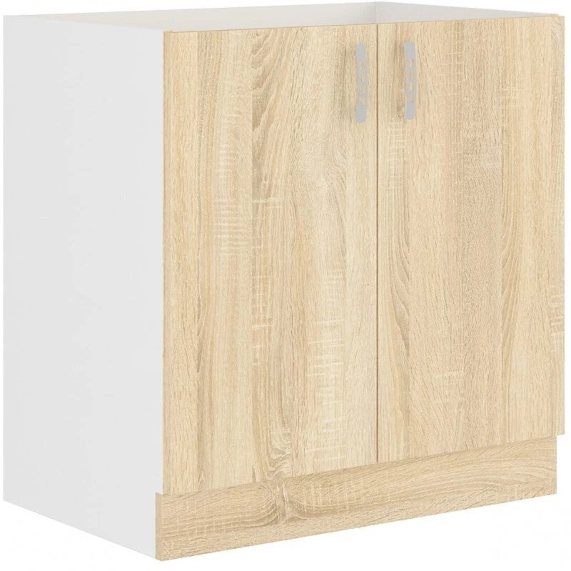 Szafka pod zlewozmywak SABRYA – szerokość 80 cm, dąb sonoma/biała