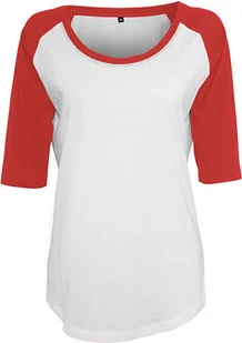 Build Your Brand BY022 Koszulka damska 3/4 Contrast Raglan - Kolor: Biały/Czerwony - Rozmiar: XL - Koszulki i topy damskie - miniaturka - grafika 1