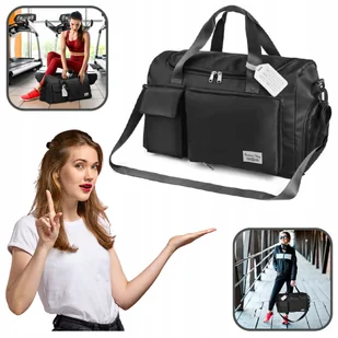 Torba Sportowa Podróżna Składana 35L Treningowa Pojemna Lekka (czarna) - Torby sportowe - miniaturka - grafika 1