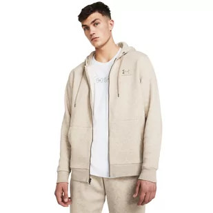 Męska bluza dresowa rozpinana z kapturem Under Armour UA Essential Fleece FZ Hood - beżowa - UNDER ARMOUR - Koszulki sportowe męskie - miniaturka - grafika 1