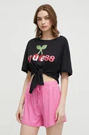Koszulki sportowe damskie - Guess t-shirt damski kolor czarny - miniaturka - grafika 1