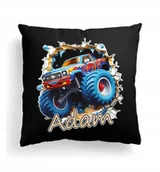 Poduszki dekoracyjne - CZARNA Poduszka Z IMIENIEM Na Wielkanoc DUŻY SAMOCHÓD AUTO MONSTER TRUCK - miniaturka - grafika 1