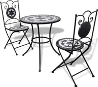 Meble ogrodowe - Elior Czarno-biały 3-częściowy zestaw mebli z mozaiką Flurry - miniaturka - grafika 1