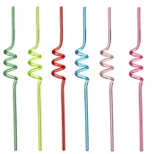 Shakery barmańskie - Słomki Zakręcone, Kolorowe, 6 Sztuk - miniaturka - grafika 1