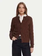 Swetry damskie - Tommy Hilfiger Kardigan WW0WW47463 Brązowy Regular Fit - miniaturka - grafika 1